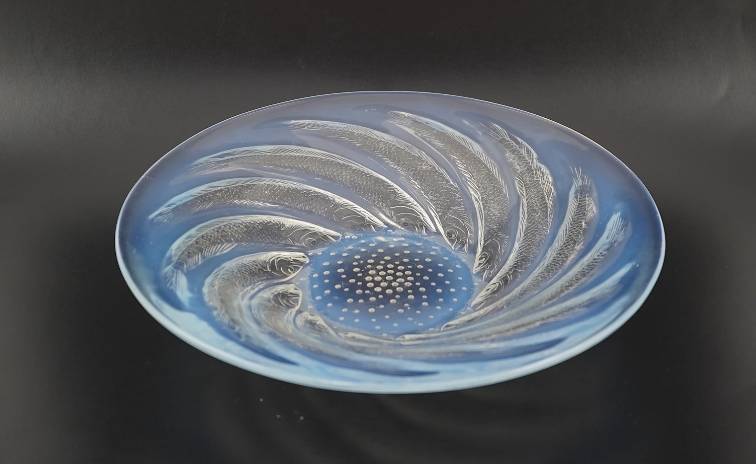 René Lalique: A 'Poissons' opalescent glass shallow bowl